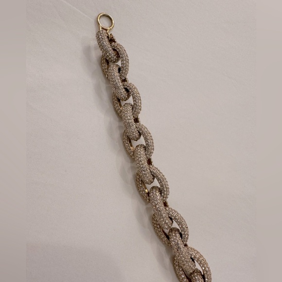 J Crew gold tone pave chunky chain link bracelet - Picture 5 of 9